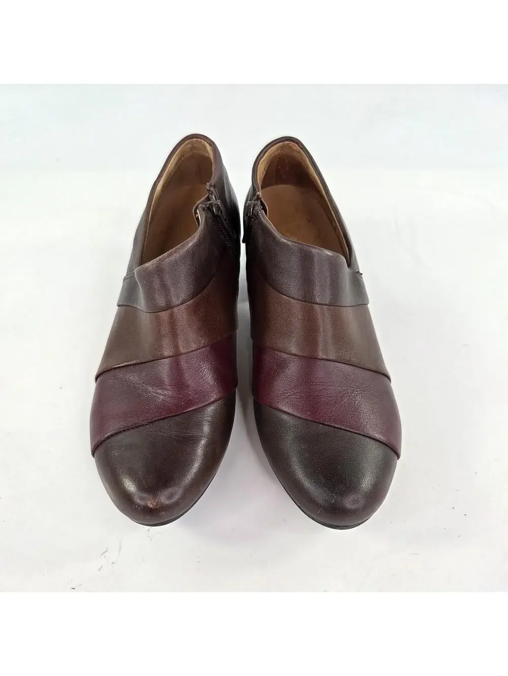 Taos Footwear ankle boots US 7 brown burgundy patchwork Heels Zip Booties